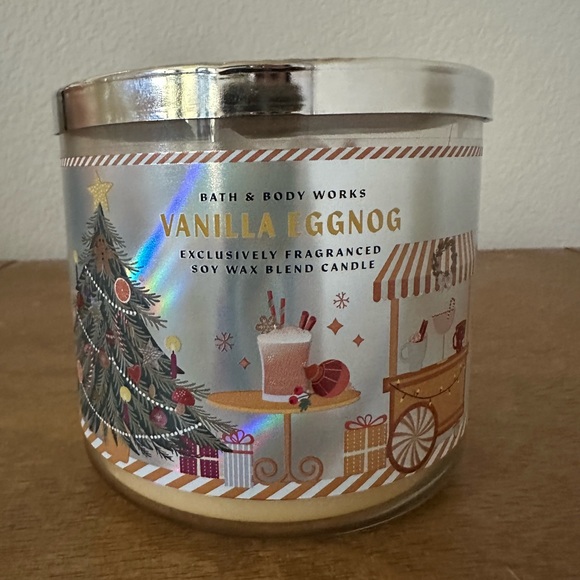 NEW Bath & Body Works Vanilla Eggnog 3 wick Candle NEW